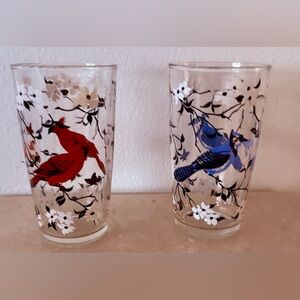 Cardinal and Blue Jay glasses. 11oz